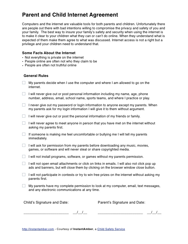 parent child contract agreement